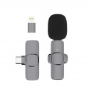Мини безжичен микрофон за телефони Модел: SW-MCW03 (тъмносив)