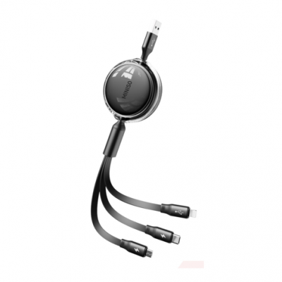 3-в-1 USB кабел, черен