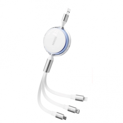 3-в-1 USB кабел, бял