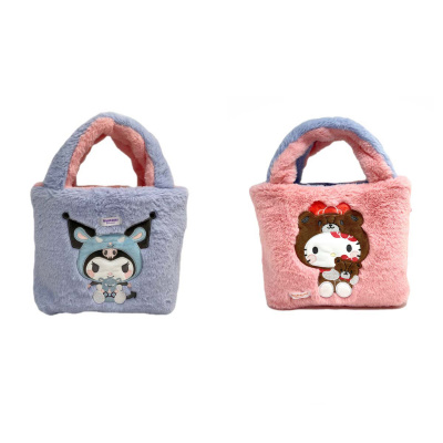 SANRIO Плюшена двустранна чанта за обяд Kuromi & Hello Kitty