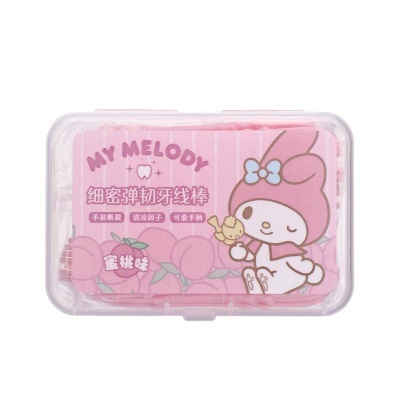 SANRIO Конци за зъби с вкус на праскова (50 броя),My Melody
