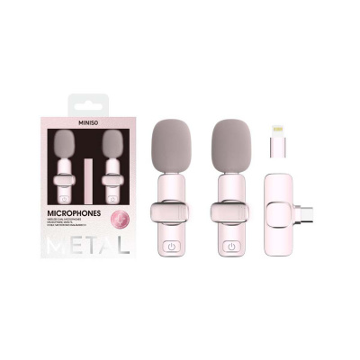 Мини безжични микрофони за телефони, 2 бр. Модел: SW-MCW05 (розов)