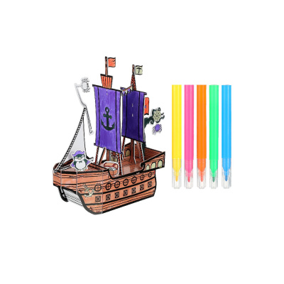 3D пъзел за оцветяване, пиратски кораб