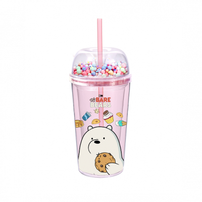 WE BARE BEARS Бутилка със сламка, 420 мл., Ice Bear