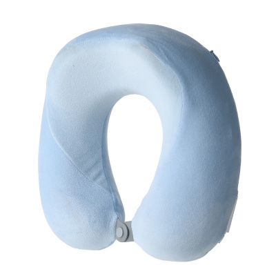 Двуцветна възглавница за път от мемори пяна (синя)