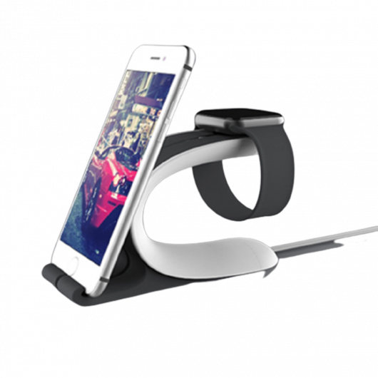 Поставка за Apple Watch и мобилен телефон, сива