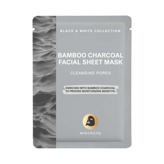 Почистваща шийт-маска за лице с въглен Black & White Collection