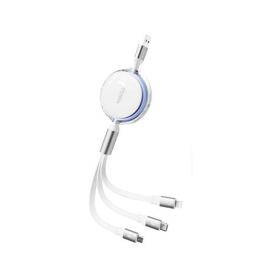 3-в-1 USB кабел, бял