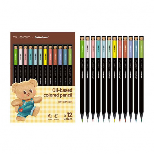 Butterbear Моливи за оцветяване, 12 цвята