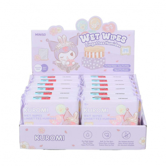 SANRIO Мокри кърпички, Kuromi - 20 бр,/оп.