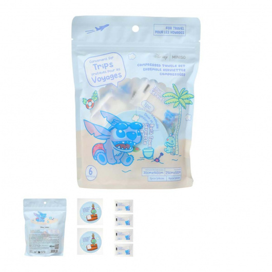 Disney Lilo & Stitch Комплект компресирани кърпи, 4 + 2 бр., Lilo & Stitch