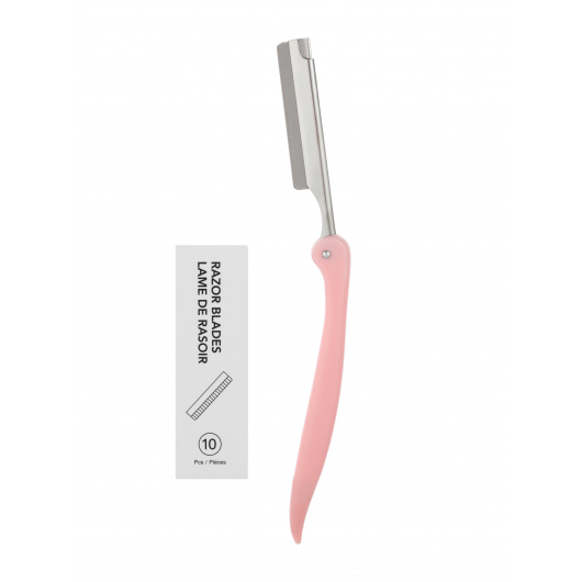 Сгъваем бръснач за вежди (с 10 ножчета),розов