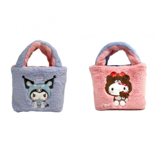 SANRIO Плюшена двустранна чанта за обяд Kuromi & Hello Kitty
