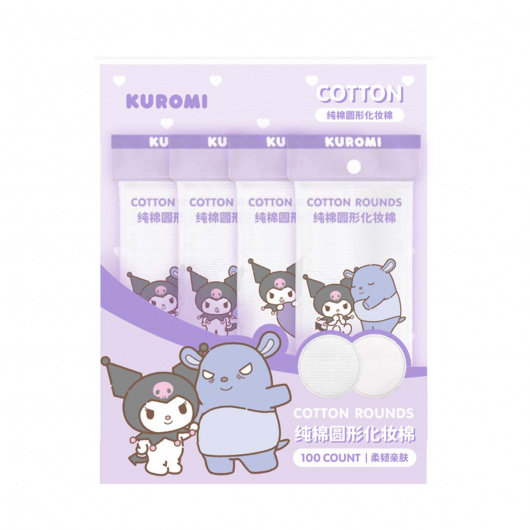 Sanrio Памучни кръгли тампони Kuromi (100 броя)