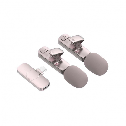 Мини безжични микрофони за телефони, 2 бр. Модел: SW-MCW05 (розов)