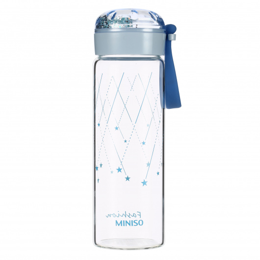 Стъклена бутилка за вода, 350 ml., синя - MINISO България