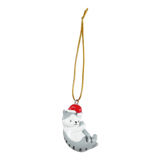 Коледна украса, бяла котка