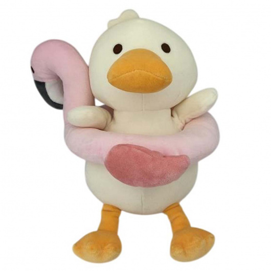 Плюшена играчка, пате с пояс на фламинго