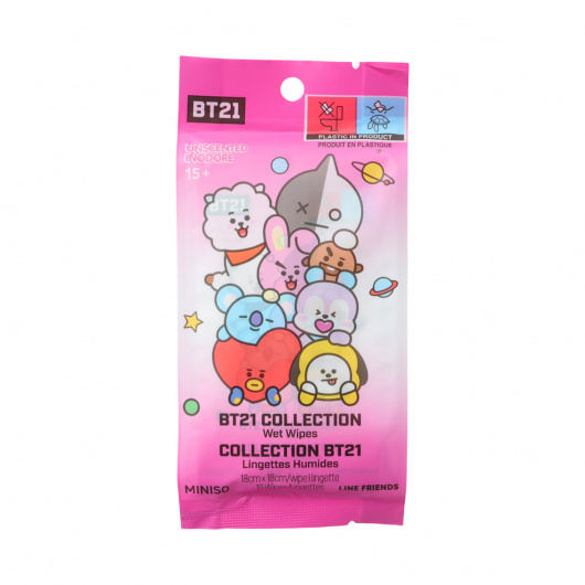BT21 Мокри кърпички, 10 пакета