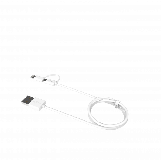 USB кабел за Apple 2 в 1, бял