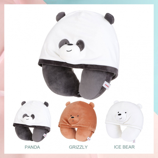 WE BARE BEARS Възглавница за пътуване с качулка, Panda