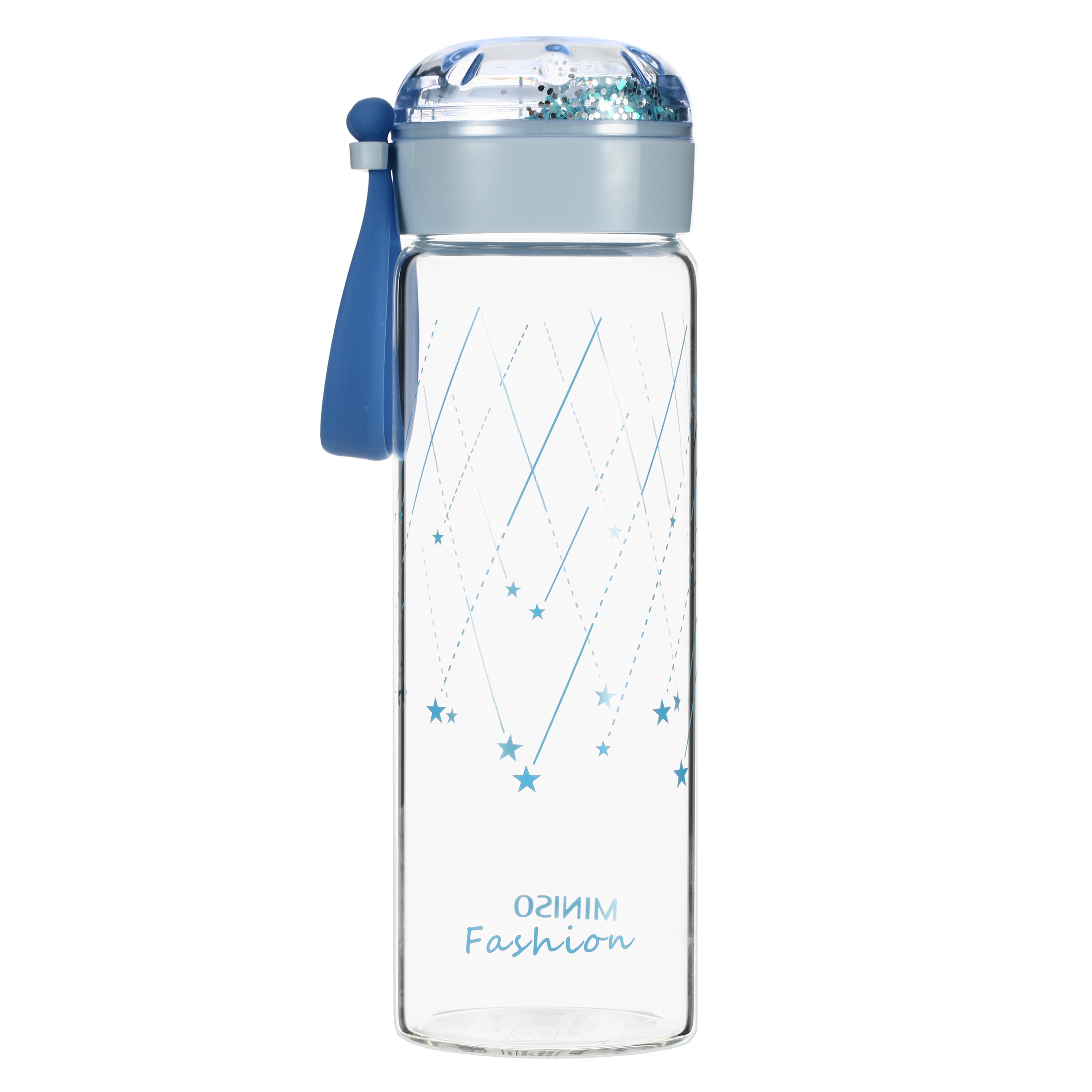 Стъклена бутилка за вода, 350 ml., синя - MINISO България